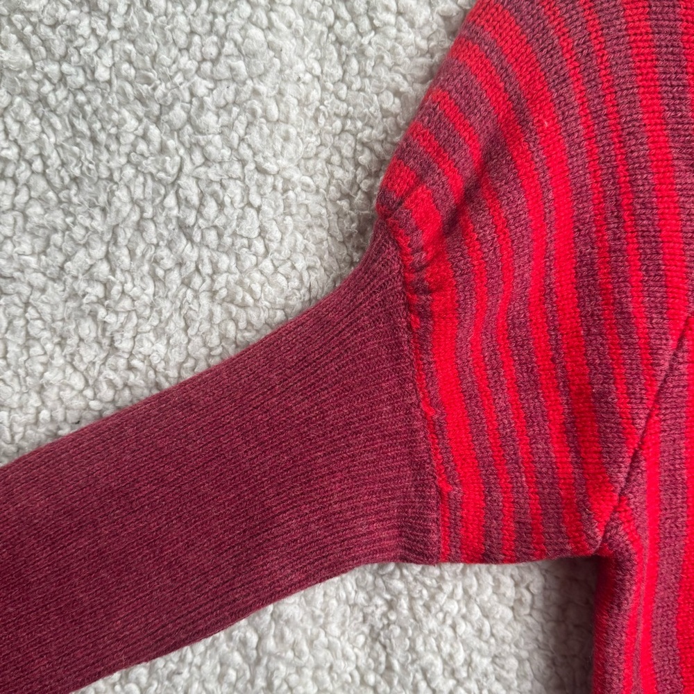 Marc Jacobs Red Striped Cardigan Lambswool Fitted Scandi Chic Button Front M - Picture 8 of 9